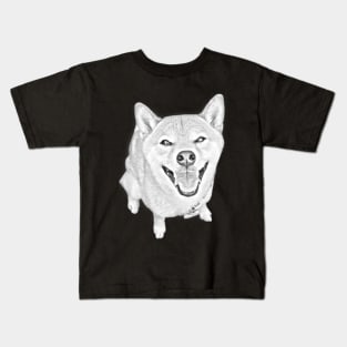 Smiling Shiba Inu Sketch Art Design Kids T-Shirt